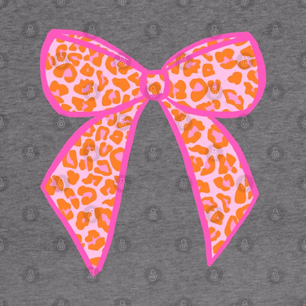 Bow in Pink and Orange Leopard Print Spots by OneThreeSix